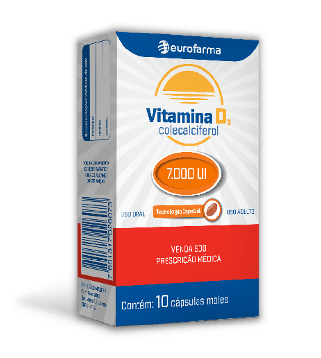 Vitamina D 7.000ui 10 Cápsulas Eurofarma